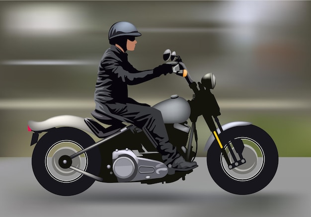 Vettore un uomo che guida una motocicletta illustrazione vettoriale per il design dello sfondo