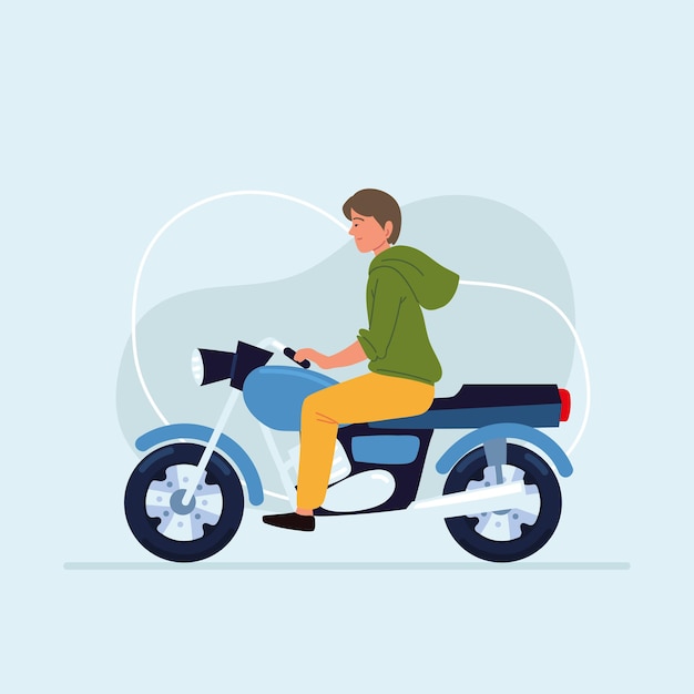 Vector man riding a motorcycle