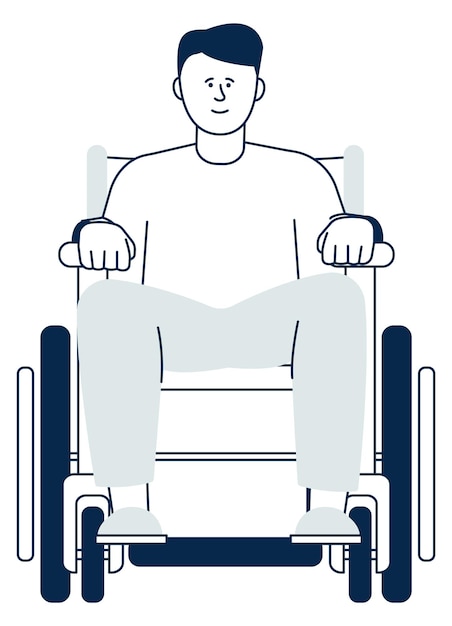 車椅子に乗っている男性障害者の正面図