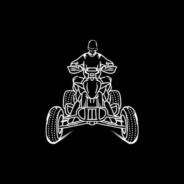 Man Rijden ATV Line Art Illustratie Ontwerp