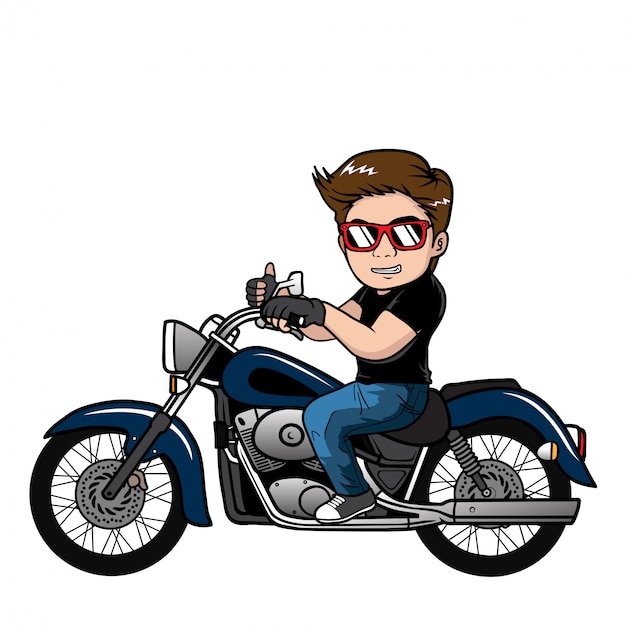 Man rijden motorfiets Biker cartoon