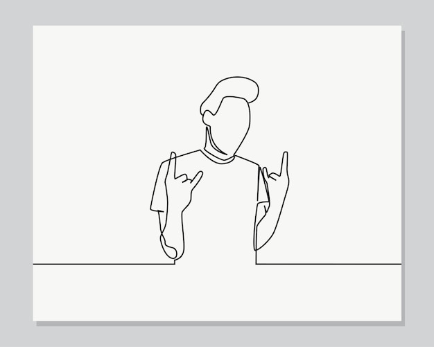 Man rock symbol continuous one line illustration