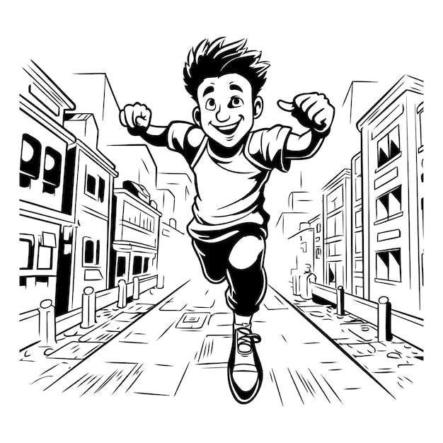 Man running on a city street Vector illustration ready for vinyl cutting