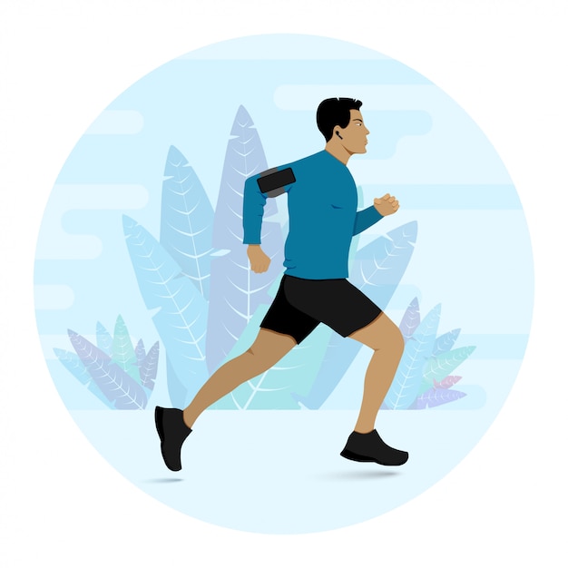 Man running during fitness training illustration.