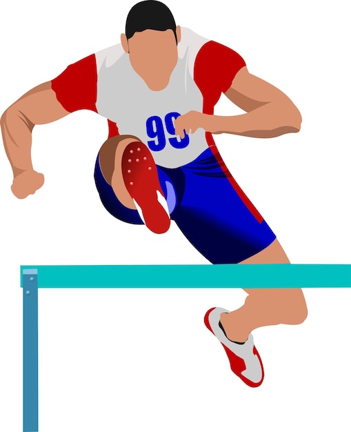 Man running hurdles Vector illustartion