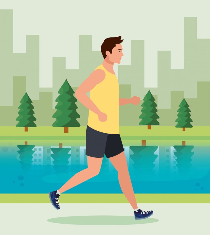 Vector man running in the nature, male athlete running outdoor  illustration design