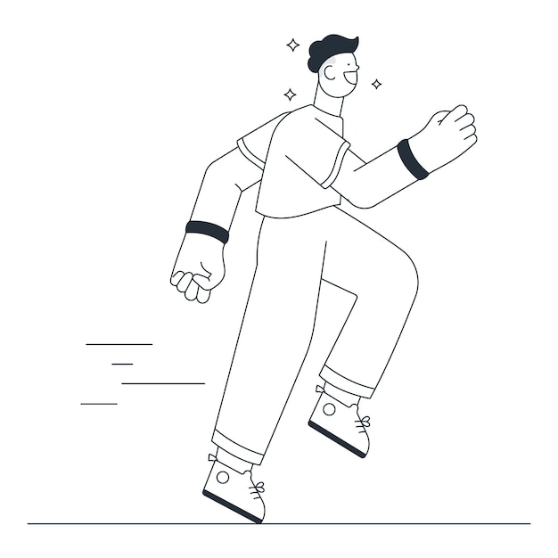 Vector man running outline illustration