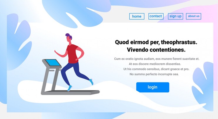 Vector man running treadmill cartoon