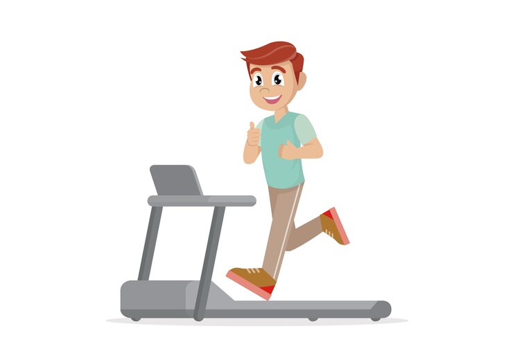 Vector man running on treadmill.
