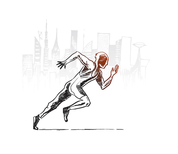 Man running in the urban city fitness workout sport lifestyle
concept