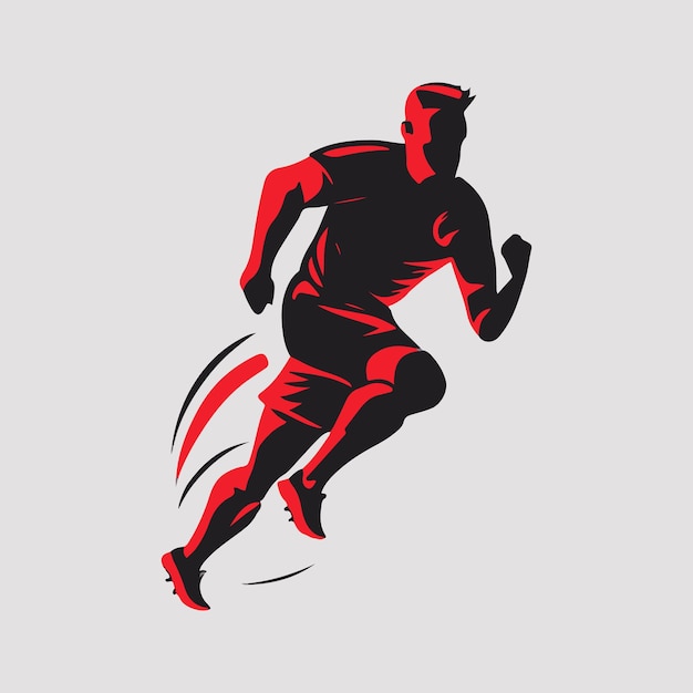 A man running with a red shirt on.