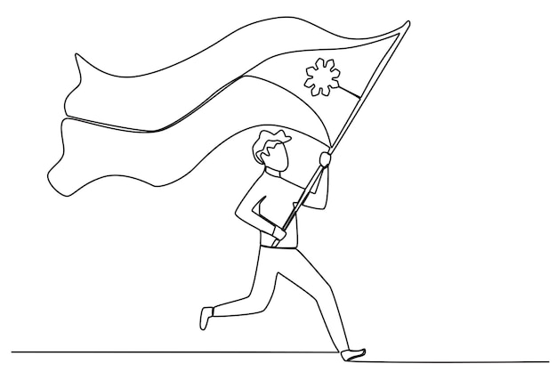 A man runs to celebrate Philippine Independence Day Philippine independence day oneline drawing