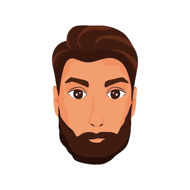 Vector man's face with beard illustration