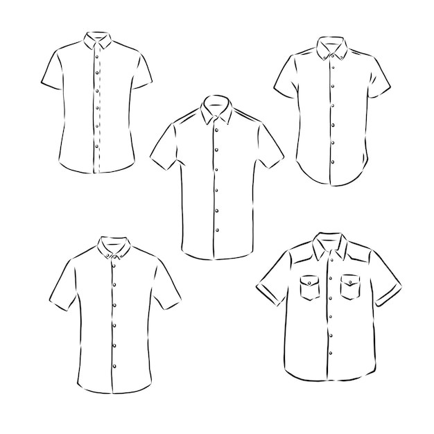 Vector man's fashion short sleeved shirt technical vector drawing, men's shirt, vector sketch illustration