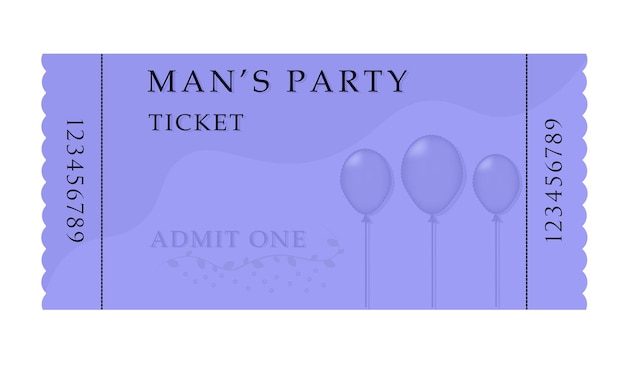 Vector man's party ticket illustration in blue shades