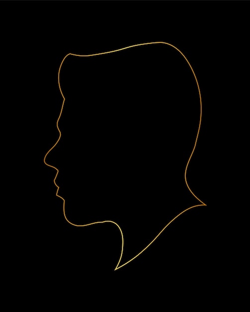 Vector a man's profile with a golden outline.