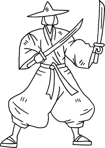 man in a samurai costume holding two swords