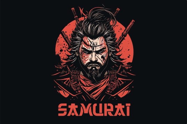 Векторная иллюстрация самурая для футболки