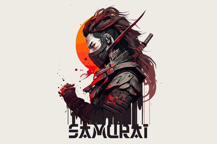 Man samurai vector illustration for tshirt