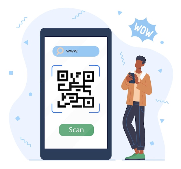 Man scan qr code vector concept