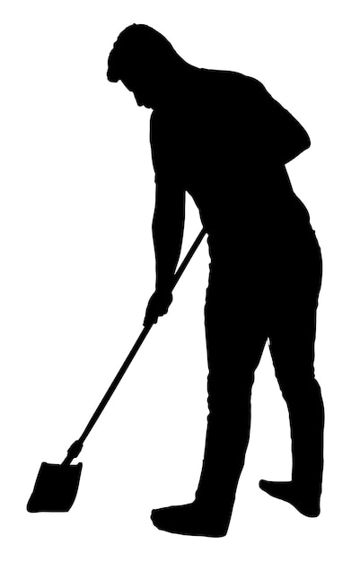 Man schoonmaak vloer vector silhouet geïsoleerd op een witte achtergrond vullen met zwarte kleur shadow