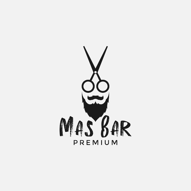 Man scissor and long beard logo design