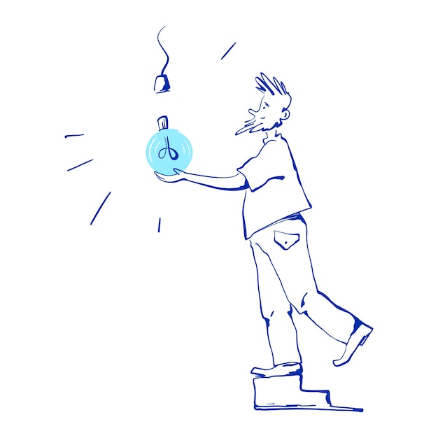 man screws in light bulb