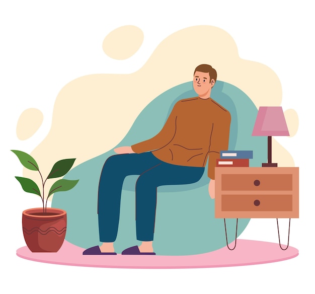 Man seated in couch