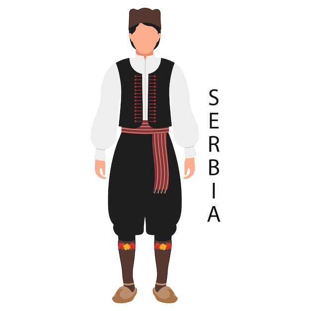 Vettore un uomo in costume popolare serbo cultura e tradizioni della serbia vettore di illustrazione