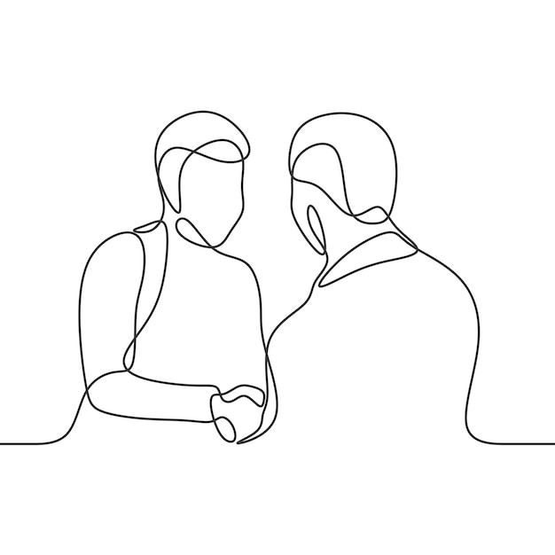 man shaking hands illustration continuous drawing single line art