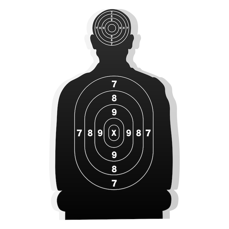 Vector man shoot target shooting range for firearms and archery practicing human torso silhouette vector