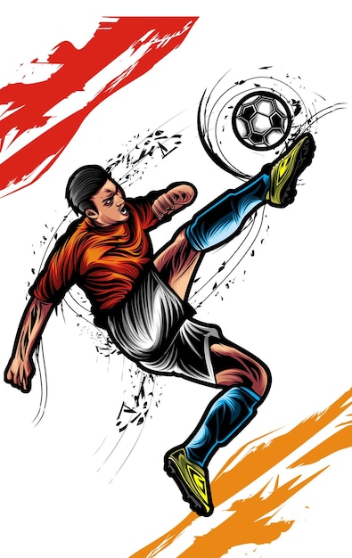 Vector man shooting ball soccer