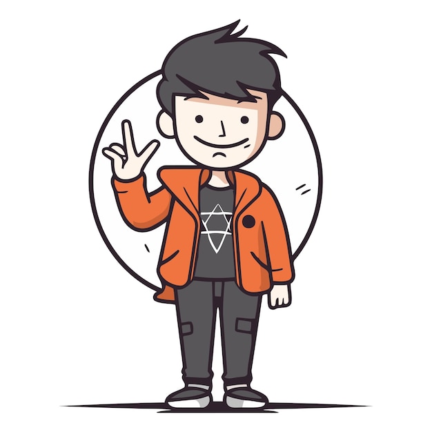 Man showing ok hand sign in cartoon comic style