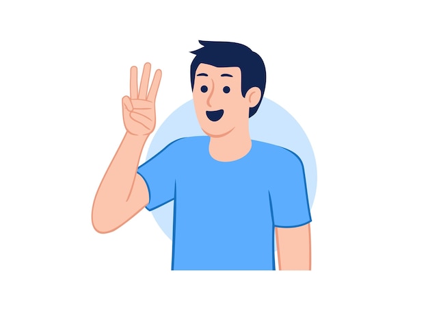 man showing pointing up fingers counting number three third counting symbol mathematics step by step