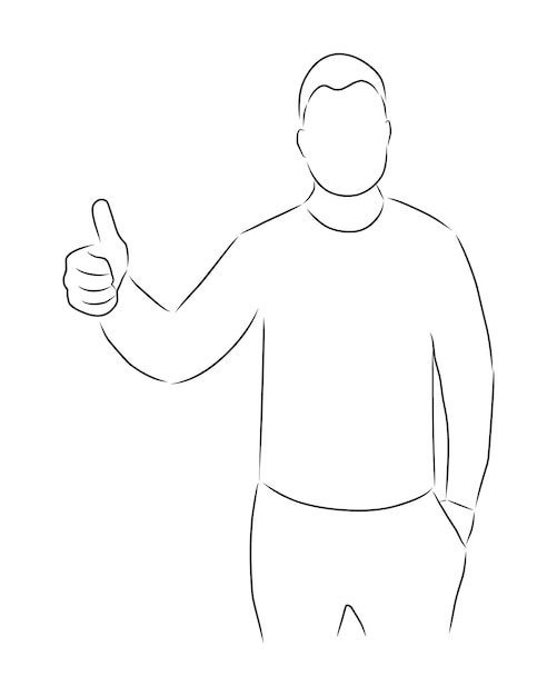 Man showing thumbs up vector Hand drawn sketch