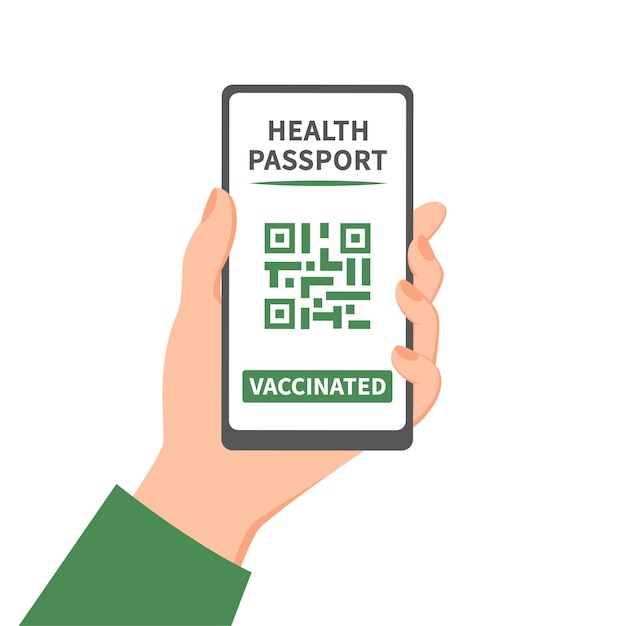 Man shows his immunity on his smartphone screen digital health passportcovid19 vaccine passport