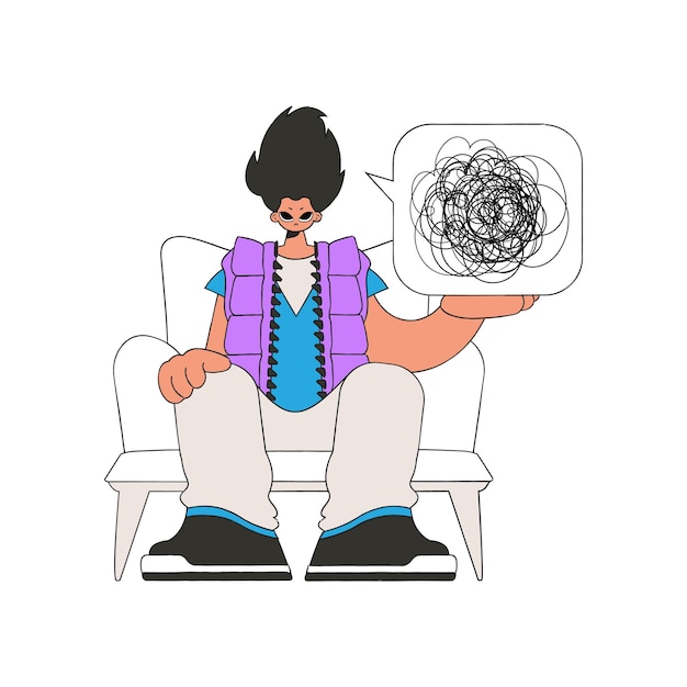 그 남자는 자신이 자신의 마음 깊은 곳에 빠져 있음을 보여줍니다. 우울증을 앓고 있는 남자