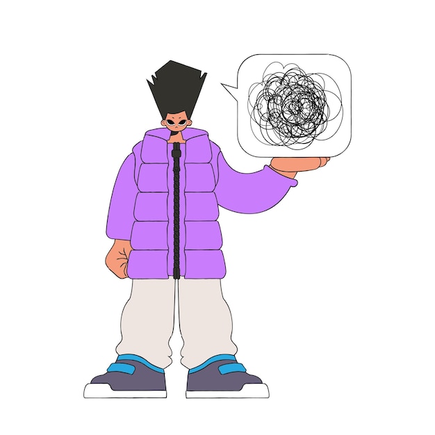 남자는 자신의 생각이 혼란스럽다는 것을 보여준다 절망과 절망감에 사로잡힌 사람