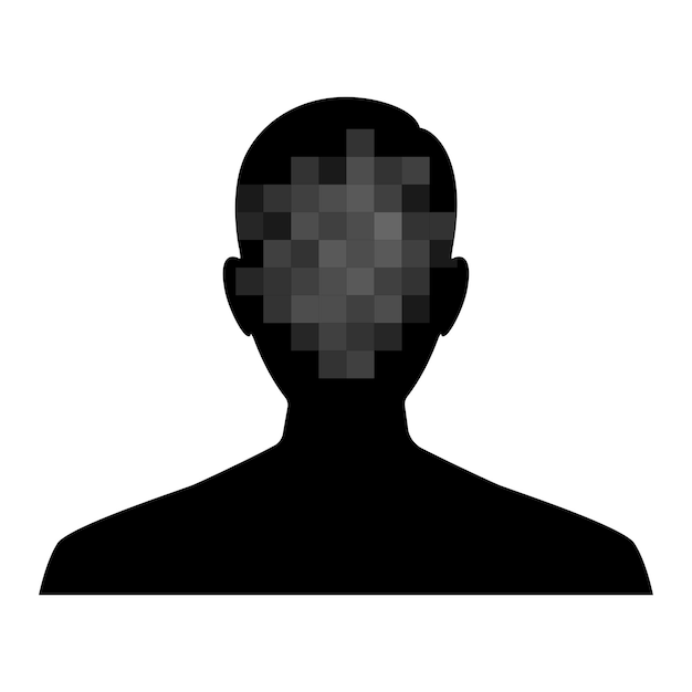 Man silhouet profiel. Mannelijke avatar en anoniem icoon. gecensureerd gezicht