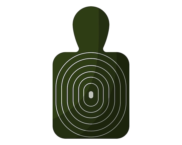 Man silhouette gun shooting targets or aiming target in front view. Goal achieve concept. Military concept for army and war. Vector cartoon isolated illustration