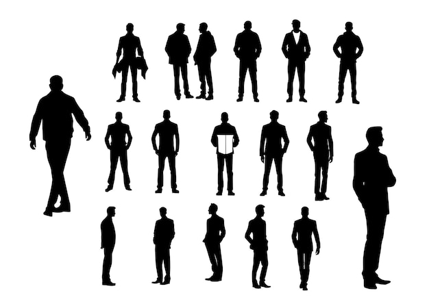 Vettore silhouette uomo uomo in piedi silhouette vettoriale su sfondo bianco