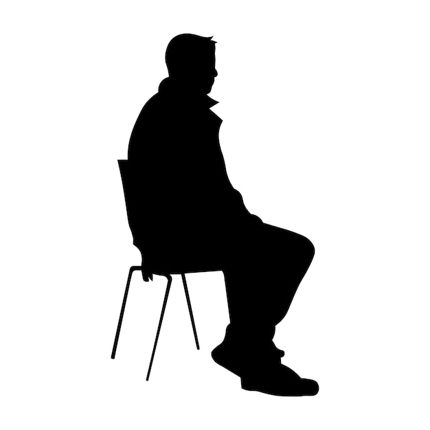 Man sitting black silhouette on white background