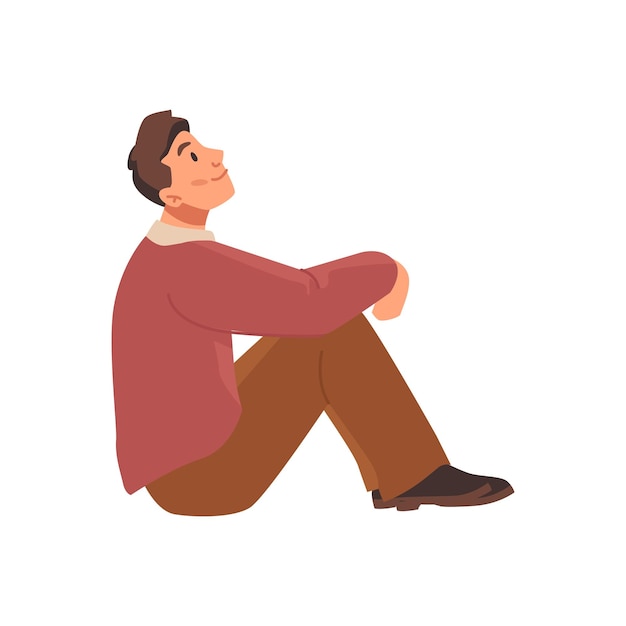 Man sitting on floor looking up vector