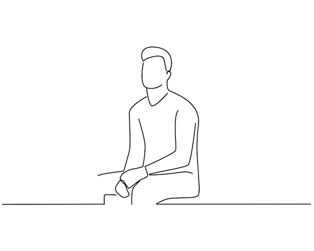 Man sitting line art illustration