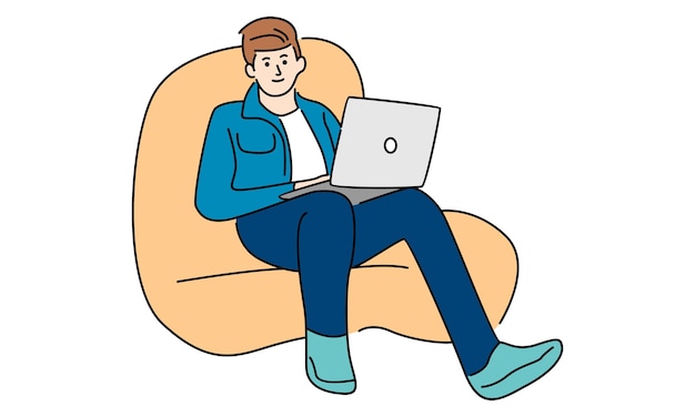 Man sitting with laptop computer