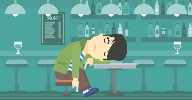 Man sleeping in bar.