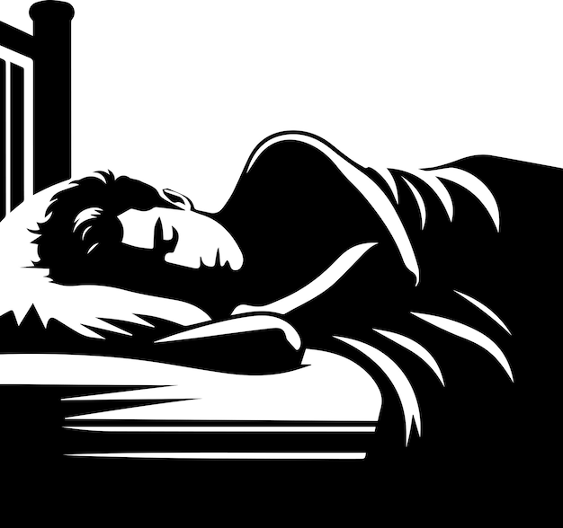 A man sleeping on bed vector silhouette 22