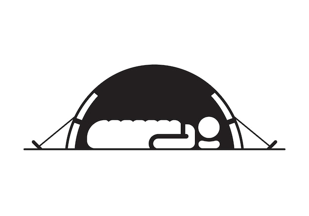 Man sleeping inside tent icon