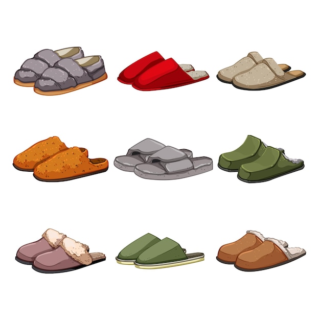 Premium Vector Man slippers set cartoon vector illustration