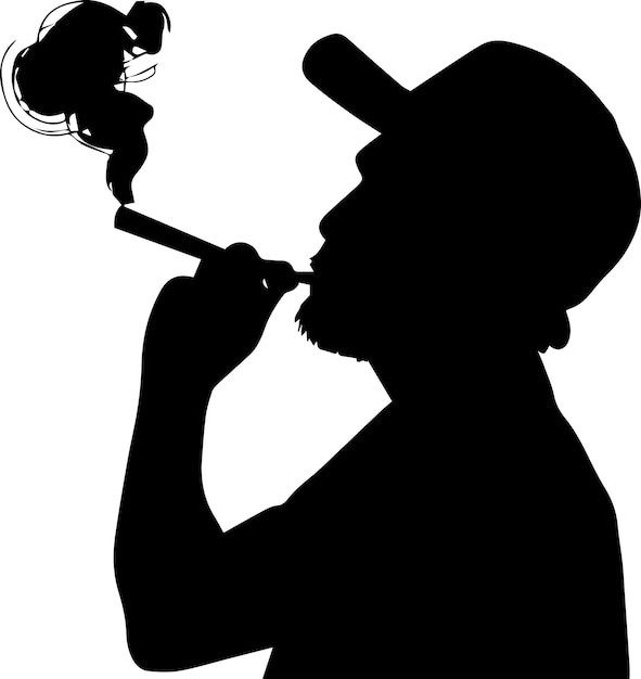 Vector a man smoking vector silhouette